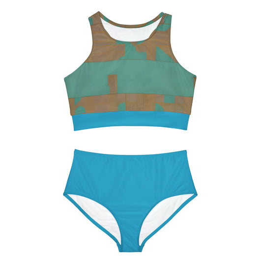 ABSTRACT SHAPES 103 TURQUOISE - Sporty Bikini Set (AOP)