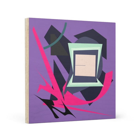 ABSTRACT SHAPE PURPLE 101 - Wood Canvas