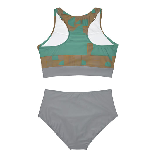 ABSTRACT SHAPES 103 GREY - Sporty Bikini Set (AOP)