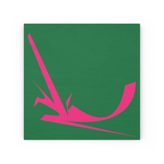 PINK SHAPE GREEN 101 - Wood Canvas