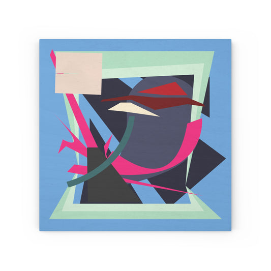 ABSTRACT SHAPE BLUE 102 - Wood Canvas