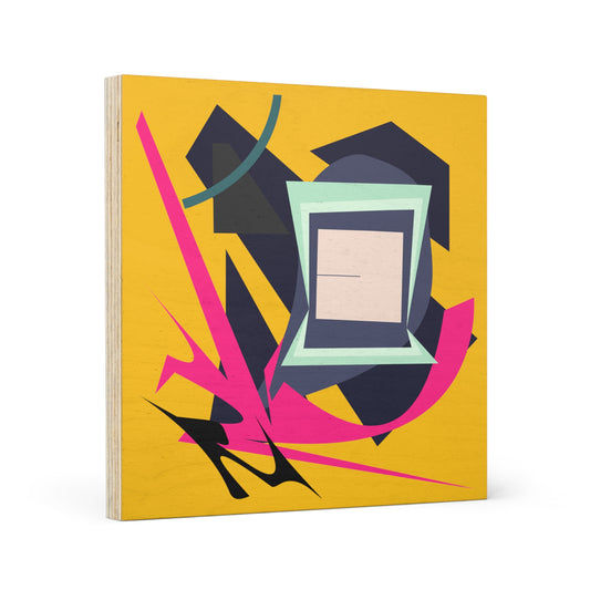 ABSTRACT SHAPE GOLD 101 - Wood Canvas