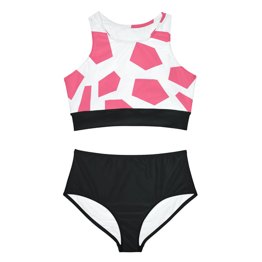 PINK GEODES 101 BLACK - Sporty Bikini Set (AOP)