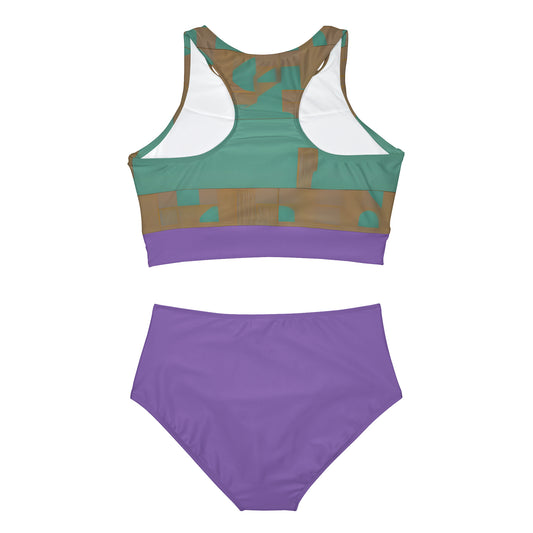 ABSTRACT SHAPES 103 PURPLE - Sporty Bikini Set (AOP)