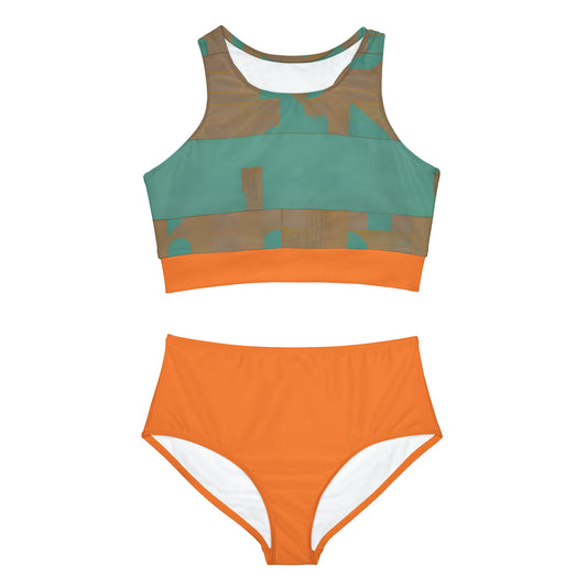ABSTRACT SHAPES 103 ORANGE - Sporty Bikini Set (AOP)
