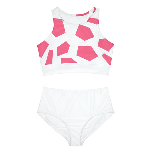 PINK GEODES 101 WHITE - Sporty Bikini Set (AOP)