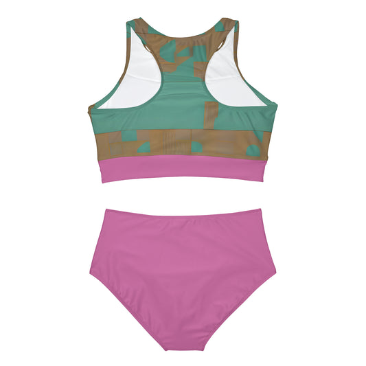 ABSTRACT SHAPES 103 PINK - Sporty Bikini Set (AOP)