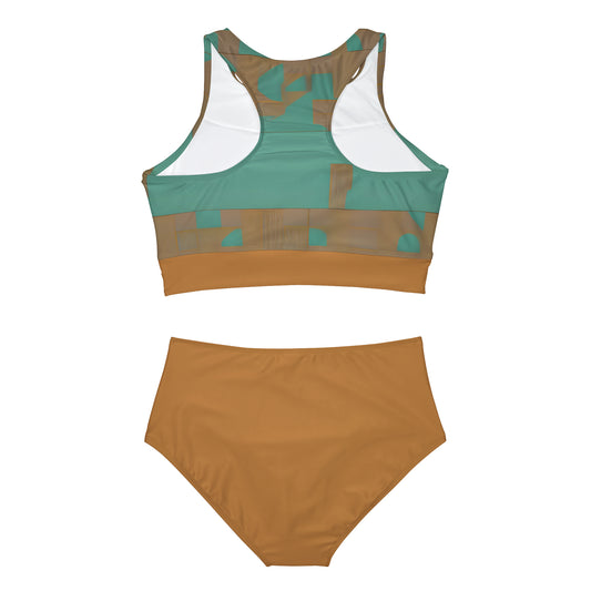 ABSTRACT SHAPES 103 TAN - Sporty Bikini Set (AOP)