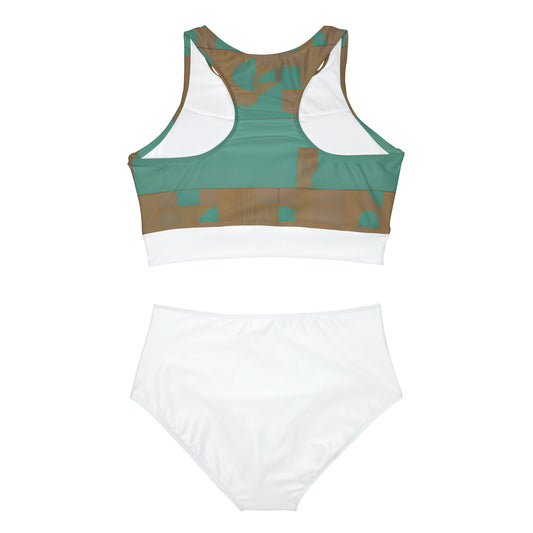 ABSTRACT SHAPES 103 WHITE - Sporty Bikini Set (AOP)