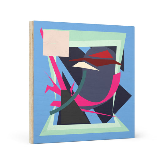 ABSTRACT SHAPE BLUE 102 - Wood Canvas