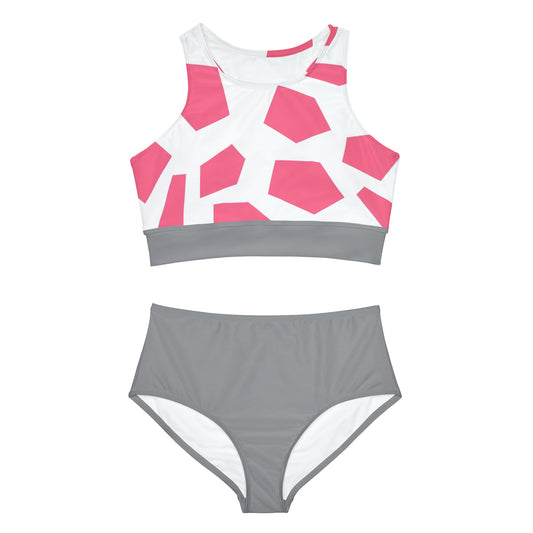 PINK GEODES 101 GREY - Sporty Bikini Set (AOP)