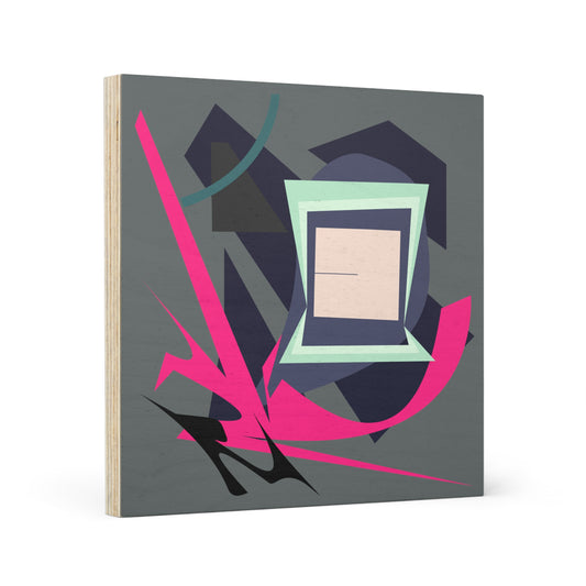 ABSTRACT SHAPE DARK GRAY 101 - Wood Canvas