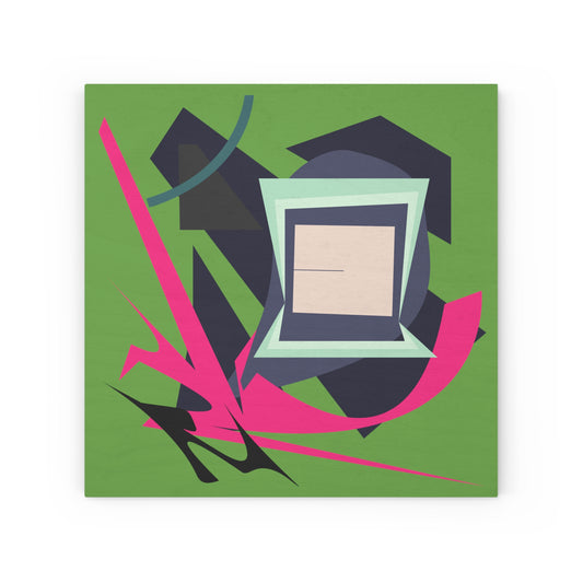 ABSTRACT SHAPE GREEN 101 - Wood Canvas