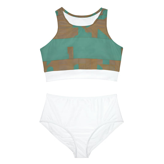 ABSTRACT SHAPES 103 WHITE - Sporty Bikini Set (AOP)