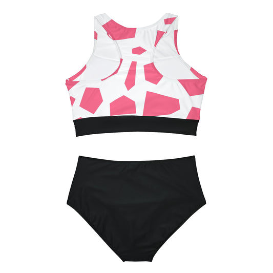 PINK GEODES 101 BLACK - Sporty Bikini Set (AOP)