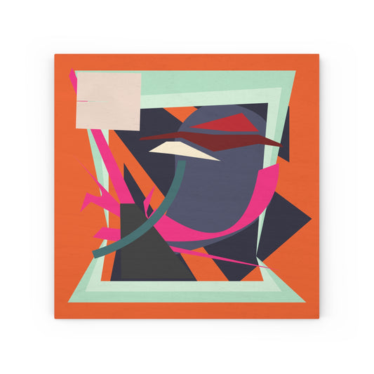 ABSTRACT SHAPE ORANGE 102 - Wood Canvas