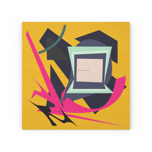 ABSTRACT SHAPE GOLD 101 - Wood Canvas