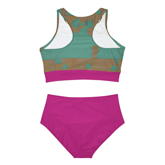 ABSTRACT SHAPES 103 FUSCHIA - Sporty Bikini Set (AOP)