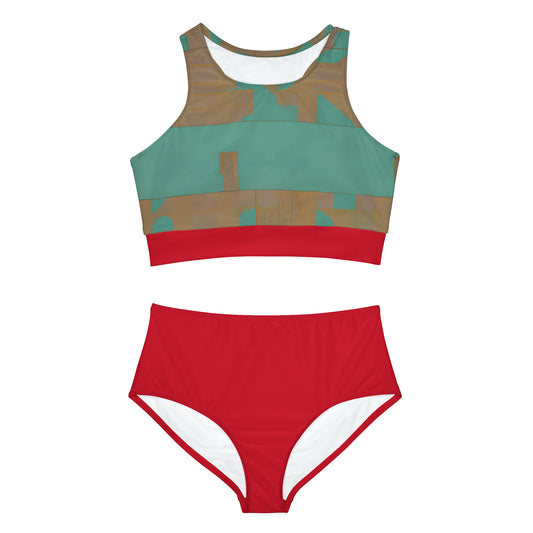 ABSTRACT SHAPES 103 RED - Sporty Bikini Set (AOP)