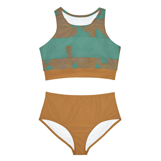 ABSTRACT SHAPES 103 TAN - Sporty Bikini Set (AOP)
