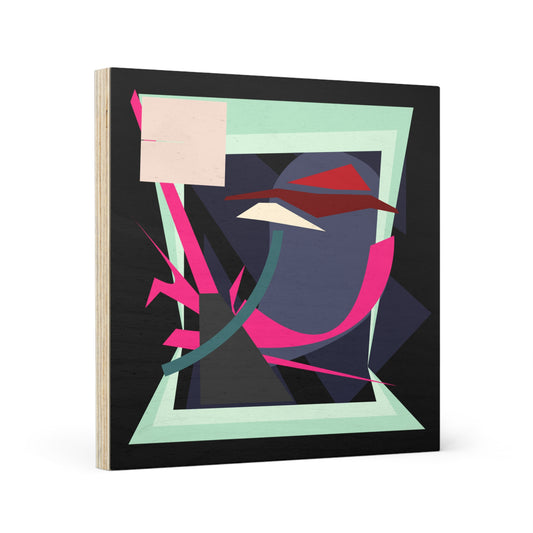 ABSTRACT SHAPE BLACK 102 - Wood Canvas