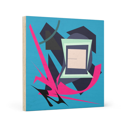 ABSTRACT SHAPE TURQUOISE 101 - Wood Canvas