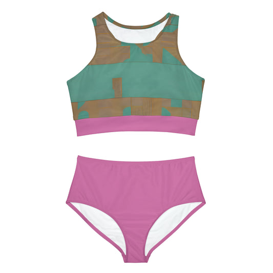 ABSTRACT SHAPES 103 PINK - Sporty Bikini Set (AOP)