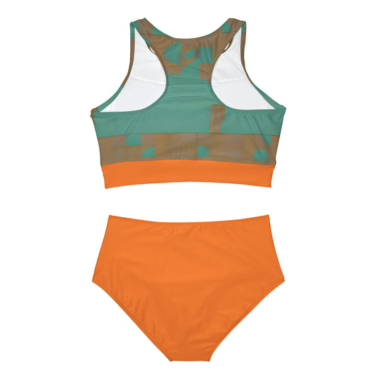 ABSTRACT SHAPES 103 ORANGE - Sporty Bikini Set (AOP)