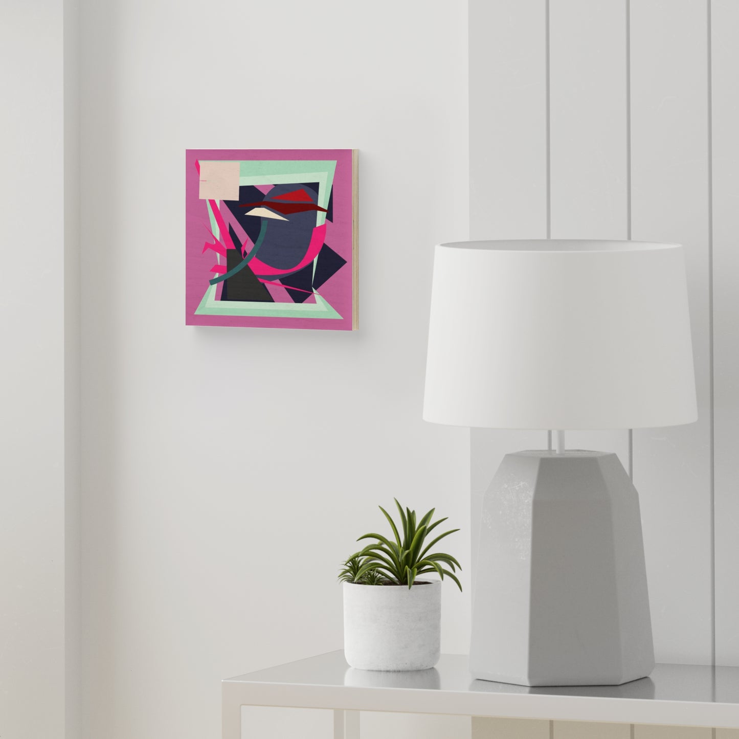 ABSTRACT SHAPE PINK 102 - Wood Canvas