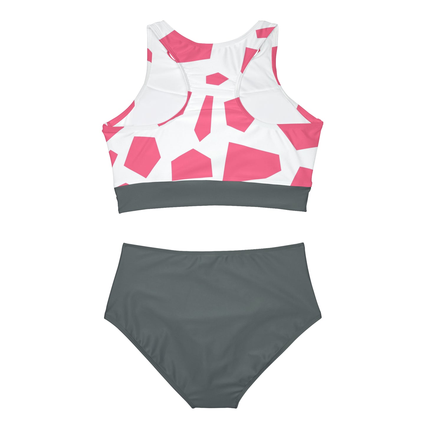 PINK GEODES 101 DARK GREY - Sporty Bikini Set (AOP)