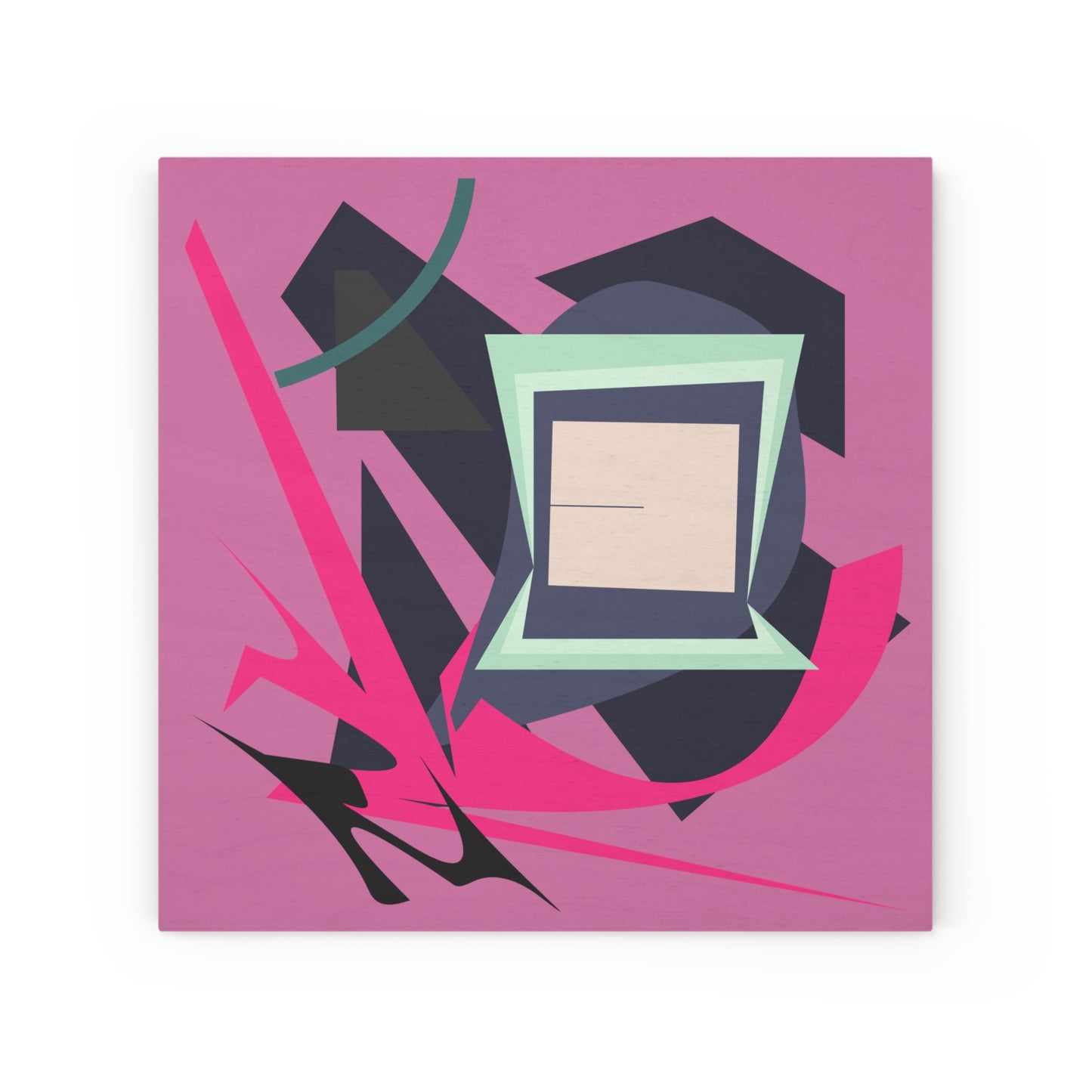 ABSTRACT SHAPE PINK 101 - Wood Canvas