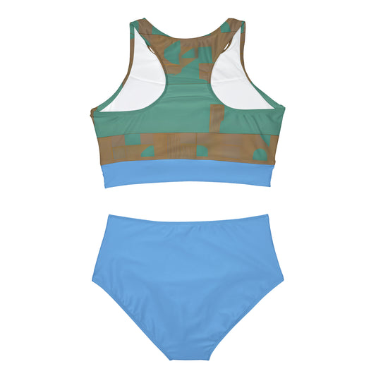 ABSTRACT SHAPES 103 BLUE - Sporty Bikini Set (AOP)