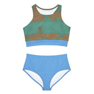 ABSTRACT SHAPES 103 BLUE - Sporty Bikini Set (AOP)