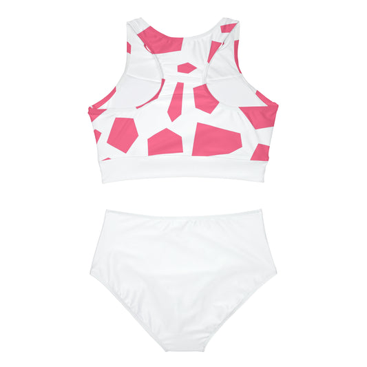 PINK GEODES 101 WHITE - Sporty Bikini Set (AOP)