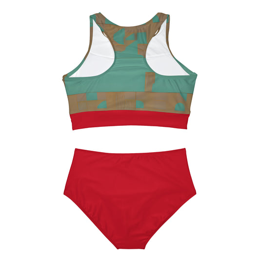 ABSTRACT SHAPES 103 RED - Sporty Bikini Set (AOP)