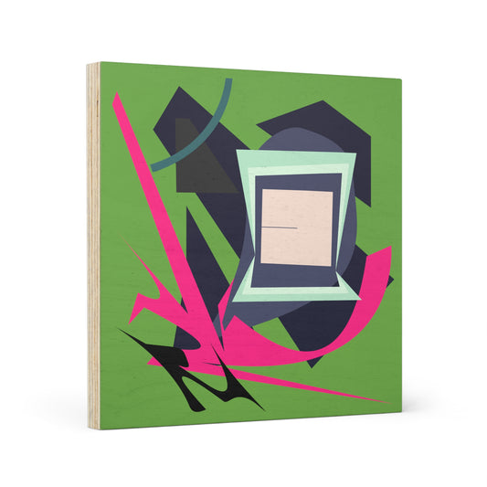 ABSTRACT SHAPE GREEN 101 - Wood Canvas