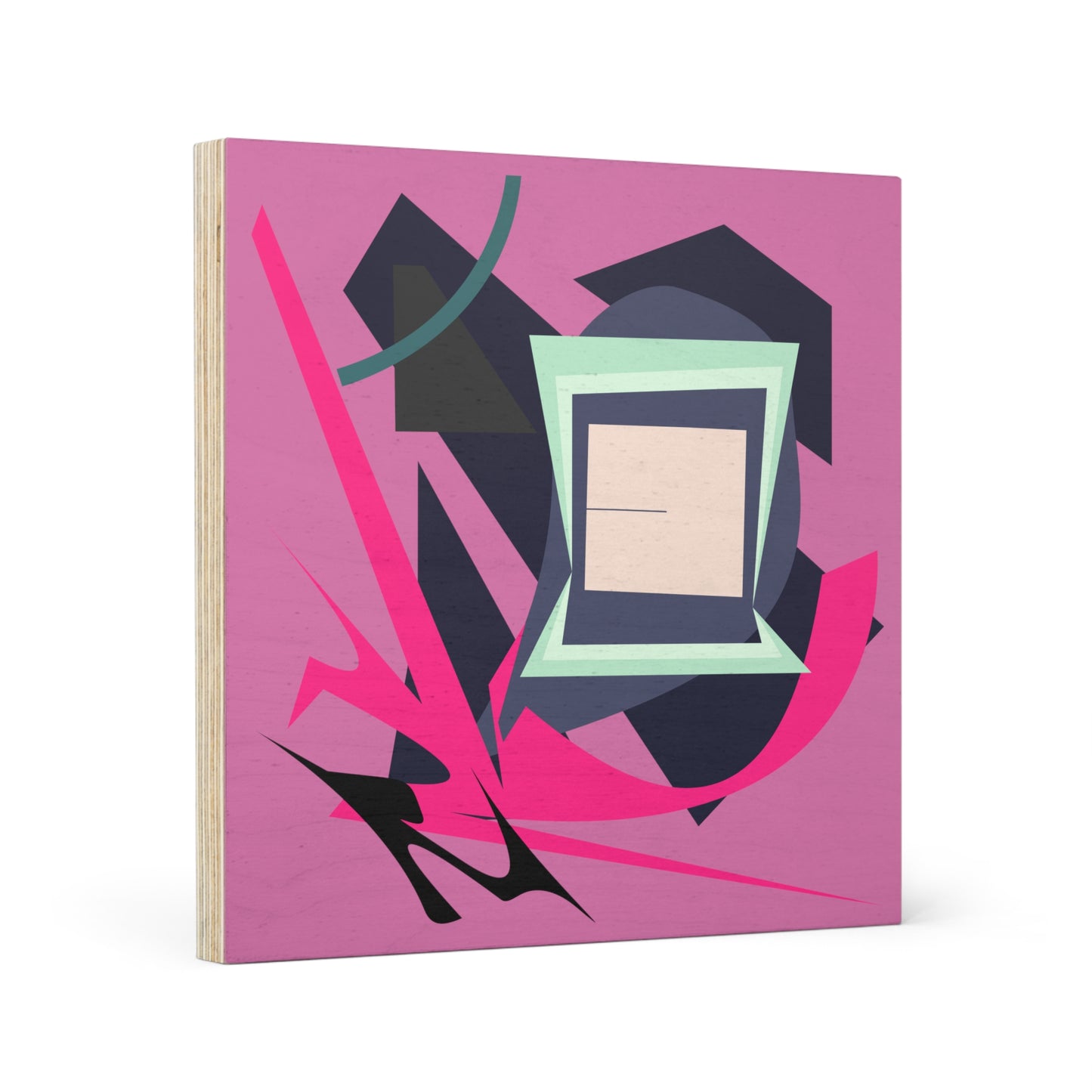 ABSTRACT SHAPE PINK 101 - Wood Canvas