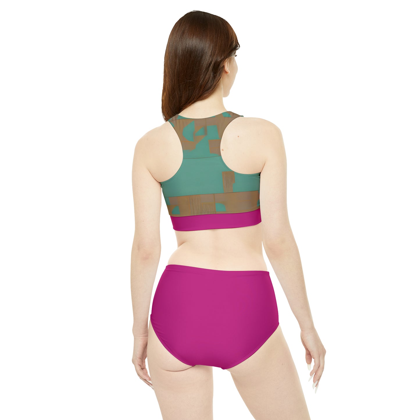 ABSTRACT SHAPES 103 FUSCHIA - Sporty Bikini Set (AOP)
