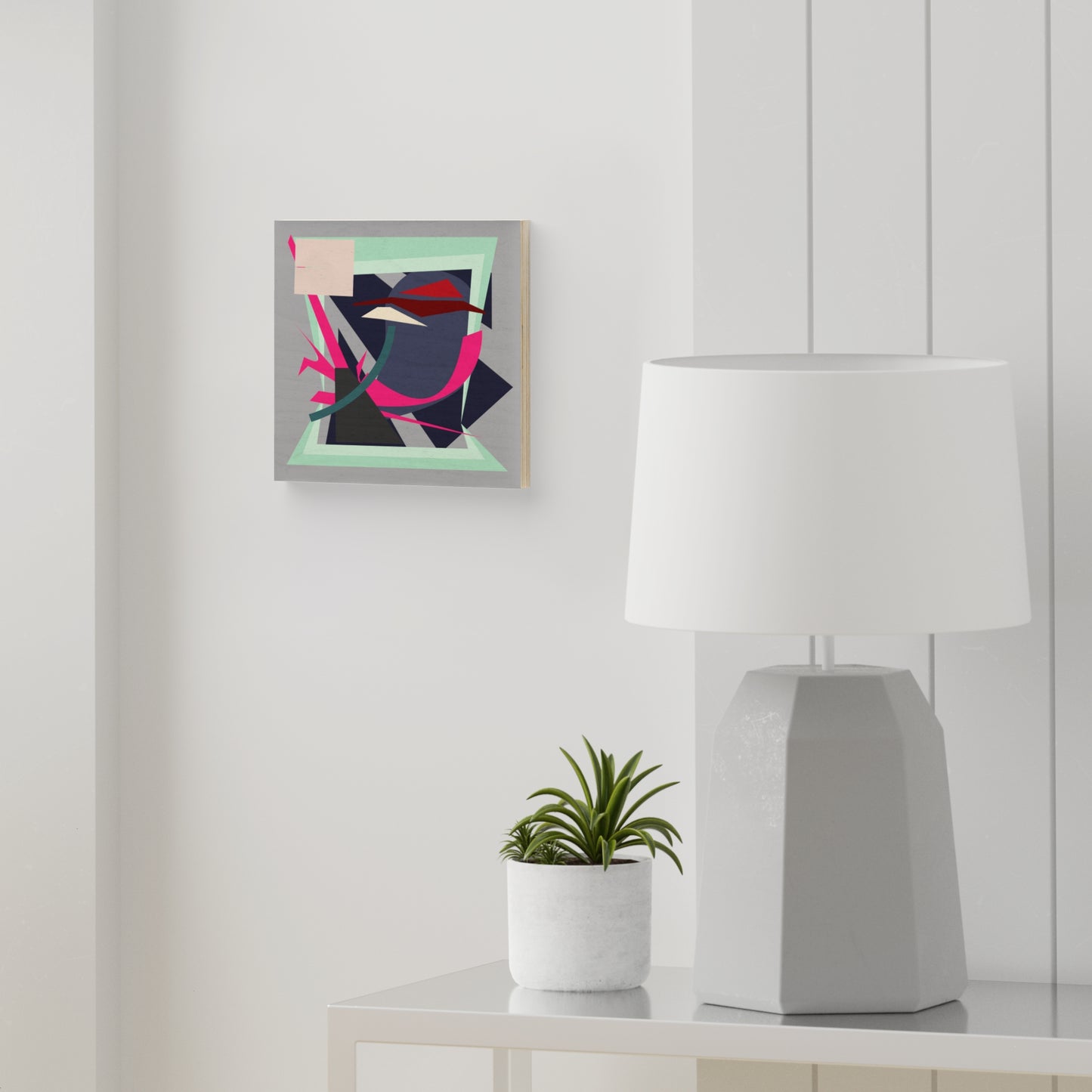 ABSTRACT SHAPE LIGHT GREY 102 - Wood Canvas
