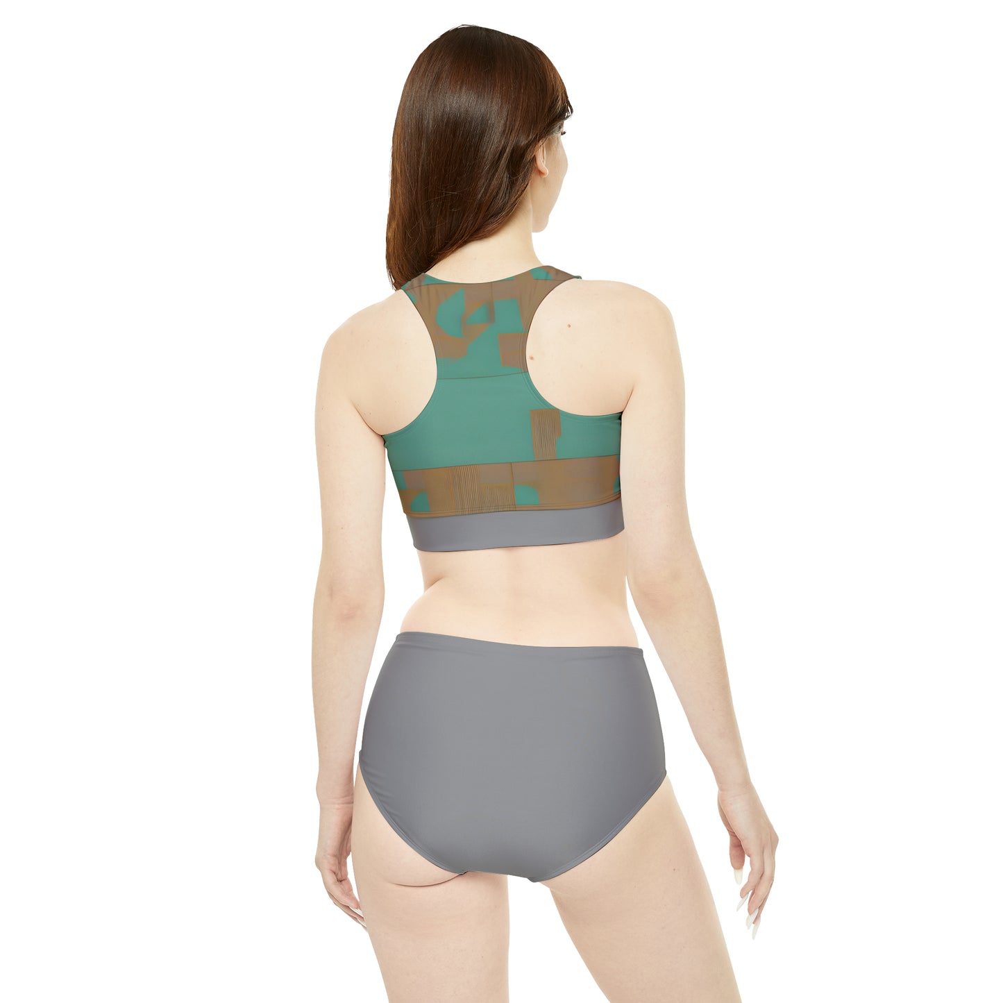 ABSTRACT SHAPES 103 GREY - Sporty Bikini Set (AOP)